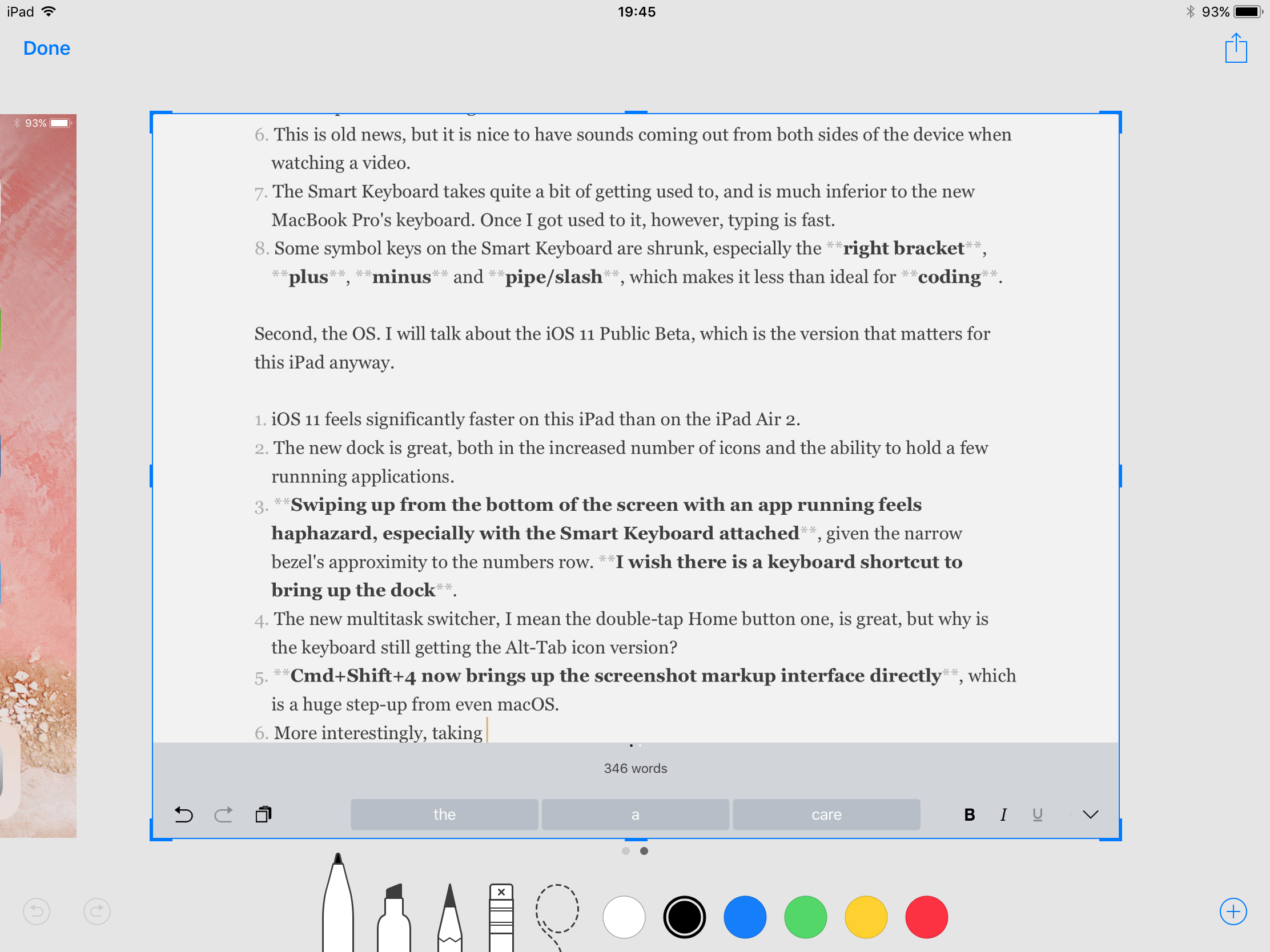 Marking up a screenshot in iOS 11